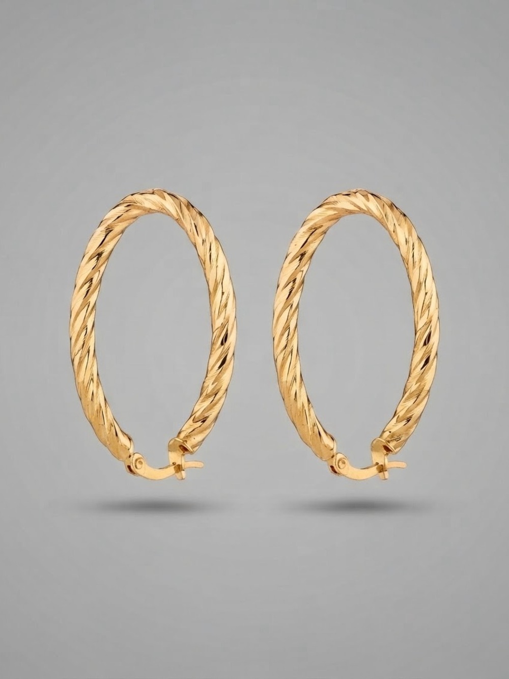 Gold Diamond Cut Textured Hoop Earrings Unworn